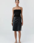 Leather Everyday Wrap Skirt in Black by St. Agni
