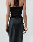 Leather Everyday Wrap Skirt in Black by St. Agni