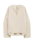 Double Knit Split Neck Sweater in Raw White by Lauren Manoogian