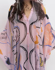Agave Love Letter Caftan in Clouds Pink by Rodebjer - Idlewild