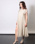 Asymmetric Midi Dress in Sand Shell by Sanctamuerte-SANCTAMUERTE-Idlewild-Cincinnati