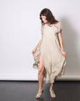 Asymmetric Midi Dress in Sand Shell by Sanctamuerte-SANCTAMUERTE-Idlewild-Cincinnati