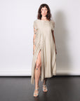 Asymmetric Midi Dress in Sand Shell by Sanctamuerte-SANCTAMUERTE-Idlewild-Cincinnati