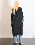 Belted Loose Coat in Black Velvet by Album Di Famiglia-Album Di Famiglia-Idlewild-Cincinnati