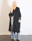Belted Loose Coat in Black Velvet by Album Di Famiglia-Album Di Famiglia-Idlewild-Cincinnati