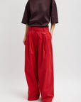 Bio Twill Triple Pleat Pant in Red by Tibi-Tibi-Idlewild-Cincinnati