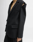 Bonded Recycled Felted Wool Convertible Blazer in Black by Tibi-Tibi-Idlewild-Cincinnati