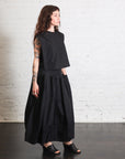 Compact Eco Poplin Pinched Pleat Full Skirt in Black by Tibi-Bottoms-Tibi-Idlewild