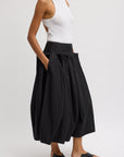 Compact Eco Poplin Pinched Pleat Full Skirt in Black by Tibi-Tibi-Idlewild-Cincinnati