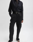 Compact Ultra Stretch Knit Sculpted Meir Pant in Black by Tibi-Bottoms-Tibi-Idlewild