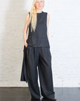 Cozy Flannel Asymmetrical Sleeveless Top in Dark Heather Grey by Tibi-Tibi-Idlewild-Cincinnati