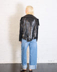 Cropped Asymmetrical Jacket in Crushed Patent Black by Planet-Planet-Idlewild-Cincinnati