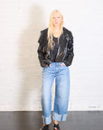 Cropped Asymmetrical Jacket in Crushed Patent Black by Planet-Planet-Idlewild-Cincinnati
