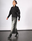 Cropped Denim Pants in Black Shadow Paint by Melitta Baumeister
