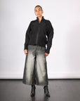 Cropped Denim Pants in Black Shadow Paint by Melitta Baumeister