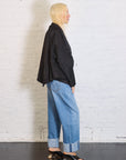 Cropped Nylon Asymmetrical Jacket in Black by Planet-Planet-Idlewild-Cincinnati