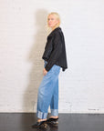 Cropped Nylon Asymmetrical Jacket in Black by Planet-Planet-Idlewild-Cincinnati