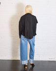 Cropped Nylon Asymmetrical Jacket in Black by Planet-Planet-Idlewild-Cincinnati