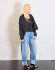 Cropped Nylon Asymmetrical Jacket in Black by Planet-Planet-Idlewild-Cincinnati