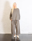 Drawstring Hem T-Shirt V in Taupe by Album Di Famiglia-Album Di Famiglia-Idlewild-Cincinnati