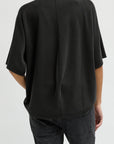 Feather Weight Viscose Neoprene Short Sleeve Baseball T-Shirt in Black by Tibi