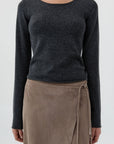 Fine Merino Wool Long Sleeve Top in Charcoal Melange by St. Agni-St. Agni-Idlewild-Cincinnati