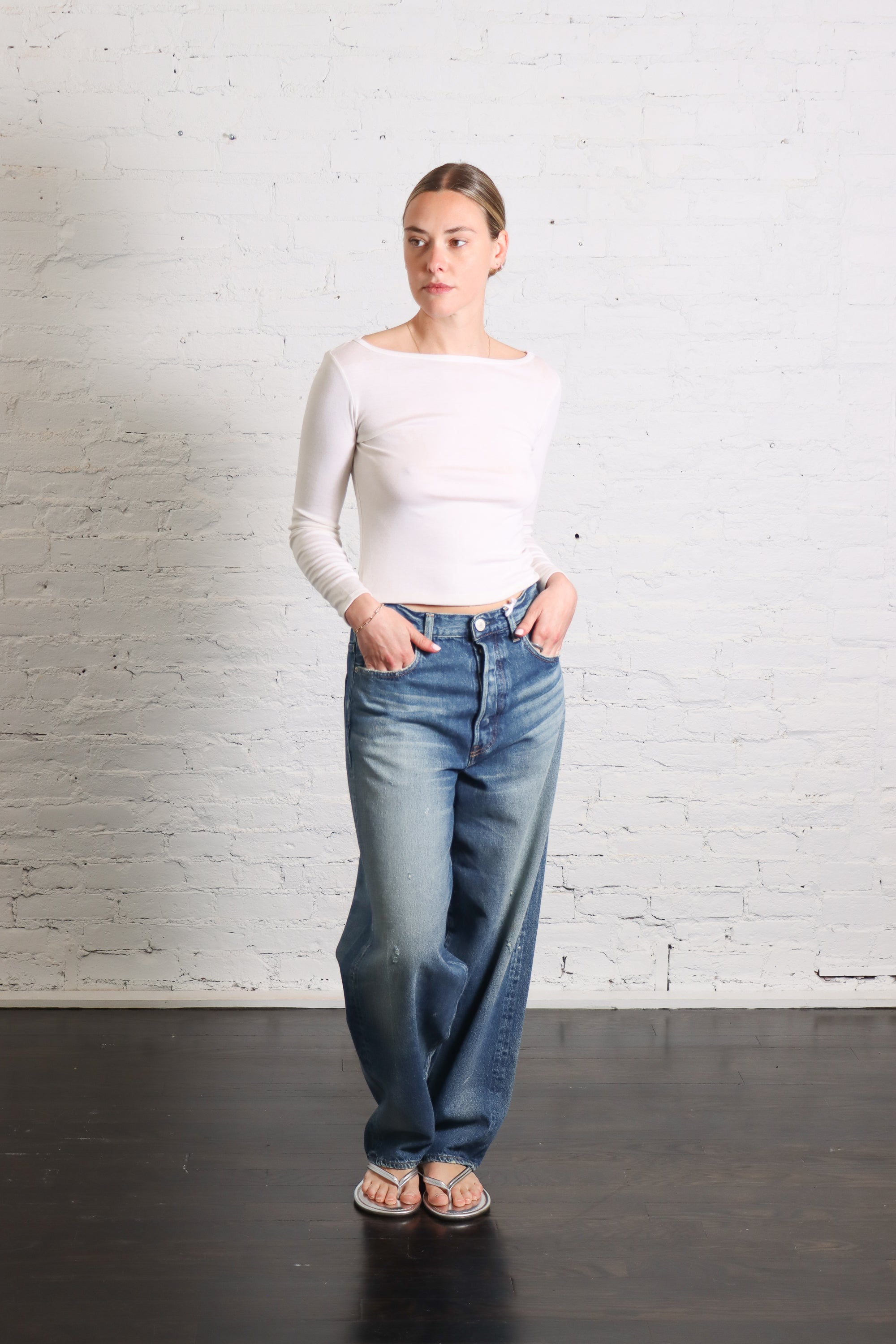 トップス botetomama Fine Supima Cotton L/S Boatneck Top in Pearl Grey by Enza Costa