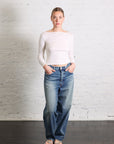 Fine Supima Cotton L/S Boatneck Top in Pearl Grey by Enza Costa-Enza Costa-Idlewild-Cincinnati