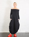 French Terry Curtain Dress in Black by Planet-Planet-Idlewild-Cincinnati