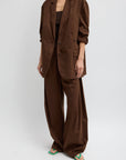 Garment Dyed Silky Cotton Winslow Pull-On Pant in Brown by Tibi-Tibi-Idlewild-Cincinnati