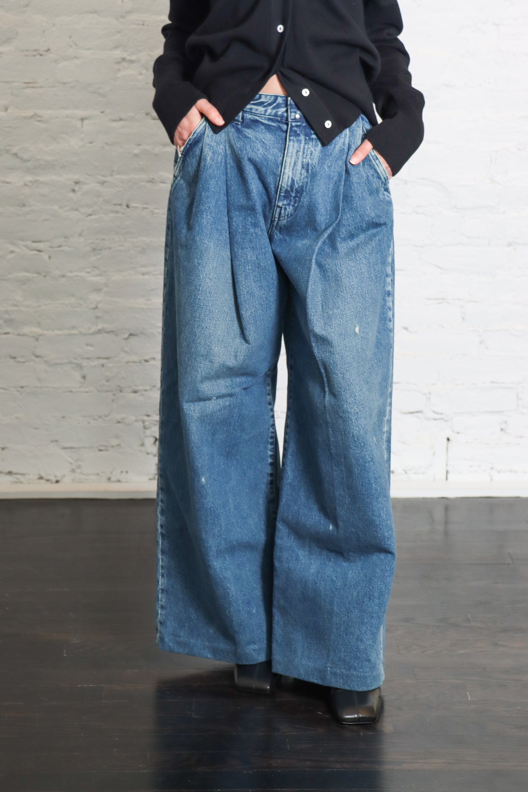 Hakama Jean Trouser in Green Blue by Tanaka Denim