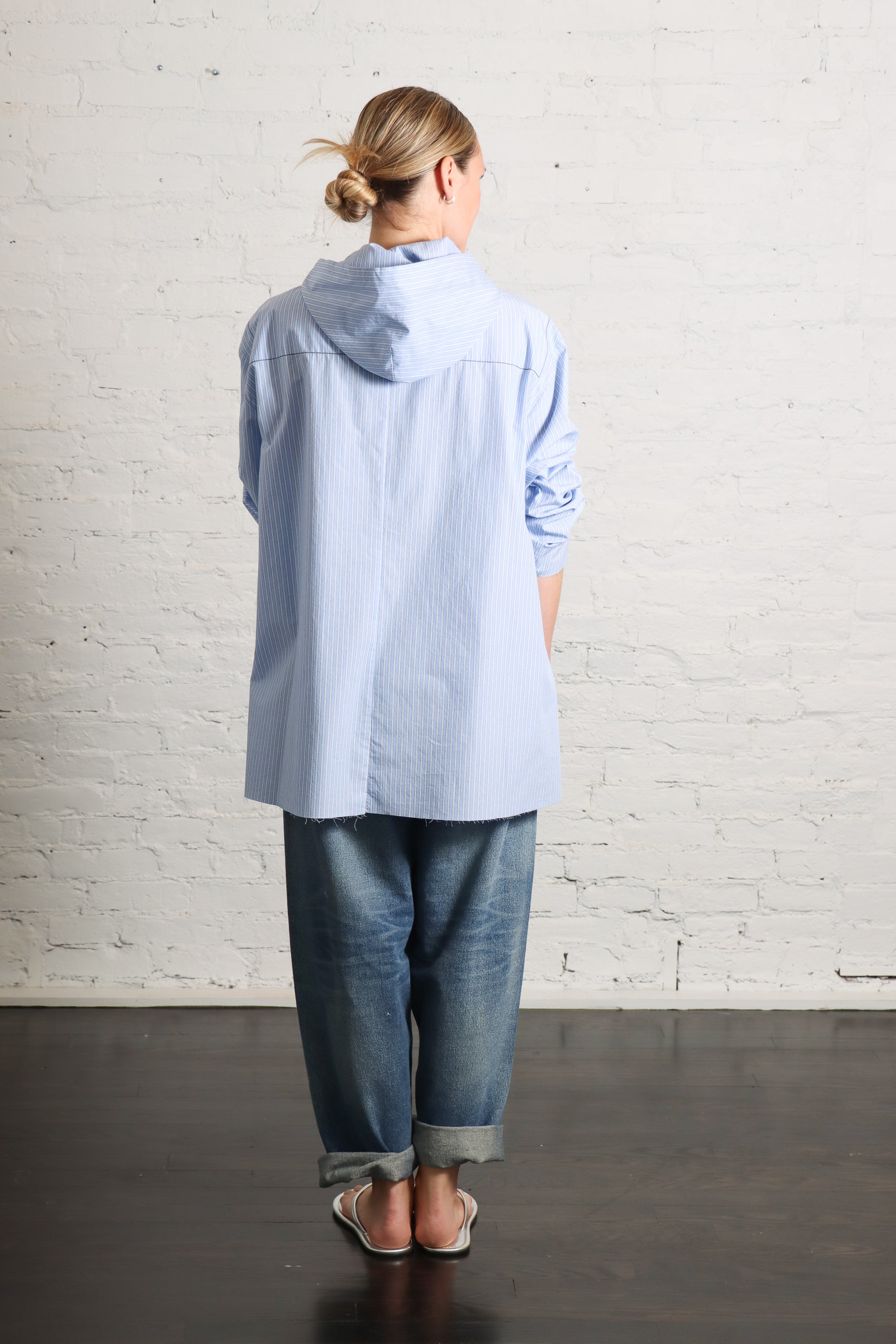 Hooded Shirt in Blue Stripe by 6397 – Idlewild