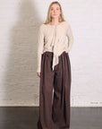 Luxe Spring Twill Tucked Pleated Wide Leg Trouser in Hickory Brown by TIbi