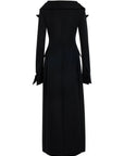Double-Breasted Fitted Off-Shoulder Jacket Dress in Black by A.W.A.K.E. Mode
