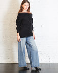 Felt Off Shoulder Top in Black by Lauren Manoogian