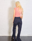 Fitted Stretch Flared Jeans with Side Slits in Indigo Rinse by A.W.A.K.E. Mode