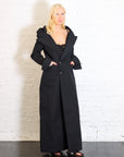 Double-Breasted Fitted Off-Shoulder Jacket Dress in Black by A.W.A.K.E. Mode