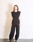 Double Knit Shoulder Bodice in Black by Lauren Manoogian