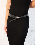 Multi-Hole Hook Belt in Black/Silver by Johnny Farah