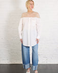 Long Sleeve Poplin & Mesh Shirt in Off-White by MM6 Maison Margiela-MM6-Idlewild-Cincinnati