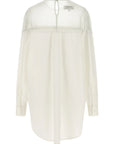 Long Sleeve Poplin & Mesh Shirt in Off-White by MM6 Maison Margiela-MM6-Idlewild-Cincinnati