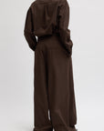 LUXE SPRING TWILL TUCKED PLEATED WIDE LEG TROUSER