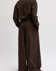 Luxe Spring Twill Tucked Pleated Wide Leg Trouser in Hickory Brown by TIbi-Tibi-Idlewild-Cincinnati