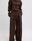 LUXE SPRING TWILL TUCKED PLEATED WIDE LEG TROUSER