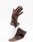 Mary Silk Lined Woven Lambskin Gloves in Ebano Brown by Gloves Forino 1899-Gloves Forino 1899-Idlewild-Cincinnati