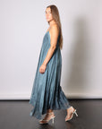 Maxi Slip Dress in Blue Matisse by Sanctamuerte-Dresses-SANCTAMUERTE-Idlewild