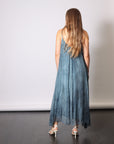 Maxi Slip Dress in Blue Matisse by Sanctamuerte-Dresses-SANCTAMUERTE-Idlewild