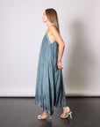 Maxi Slip Dress in Blue Matisse by Sanctamuerte-Dresses-SANCTAMUERTE-Idlewild