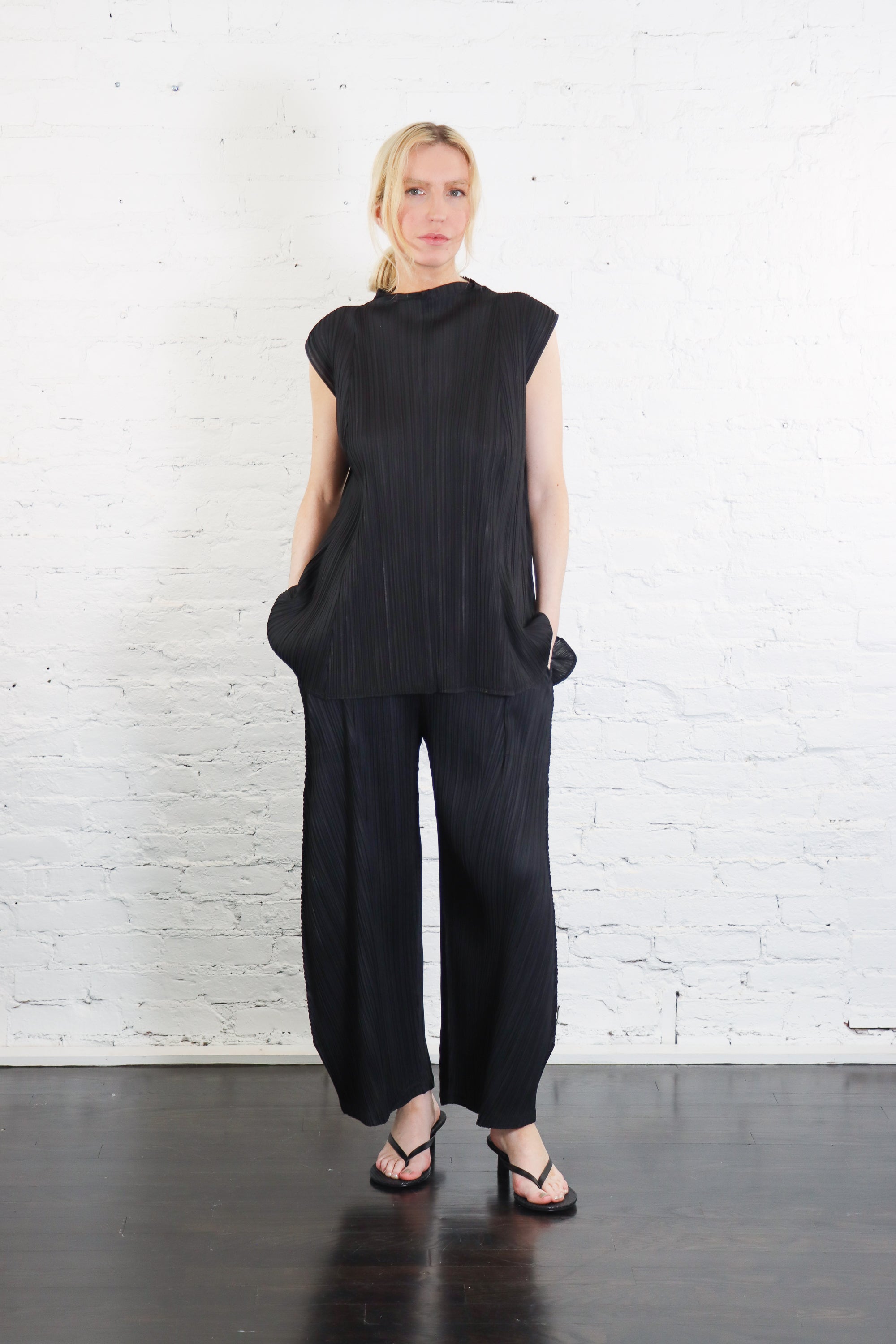 Mellow Pleats Top in Black by Pleats Please Issey Miyake