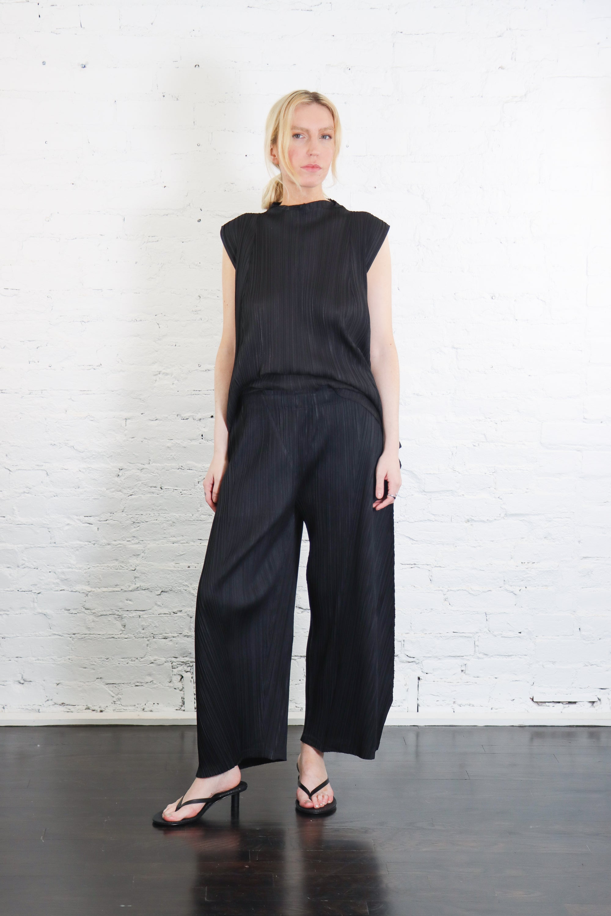 Mellow Pleats Top in Black by Pleats Please Issey Miyake
